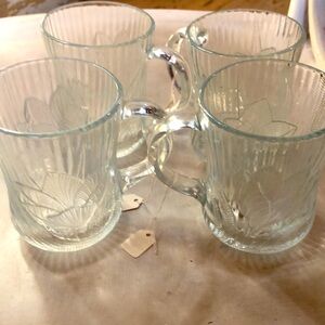 Arcoroc Canterbury crocus tempered glass clear coffee mug. Set of 4